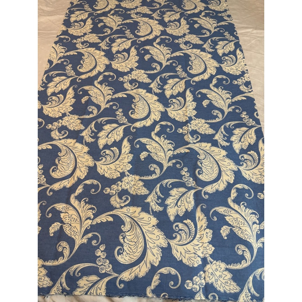 24"x 43": Mill Creek Fabric blue vines fruits floral screen print vintage new‎